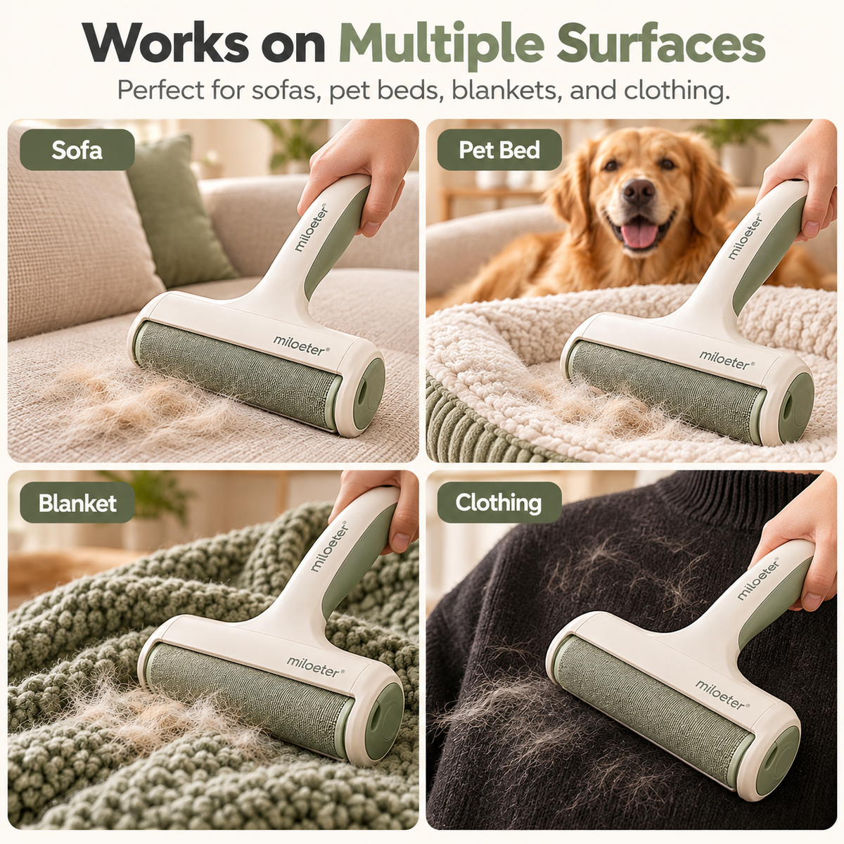 miloeter® Reusable Pet Hair Remover Roller for Dogs & Cats