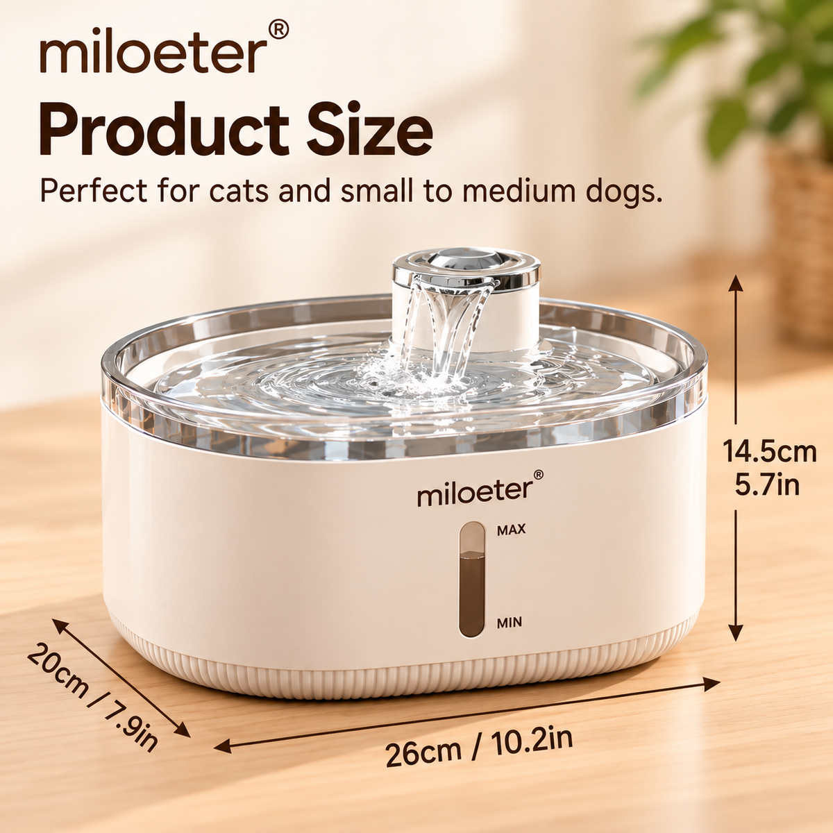 miloeter® 2.5L Automatic Pet Water Fountain for Cats & Dogs