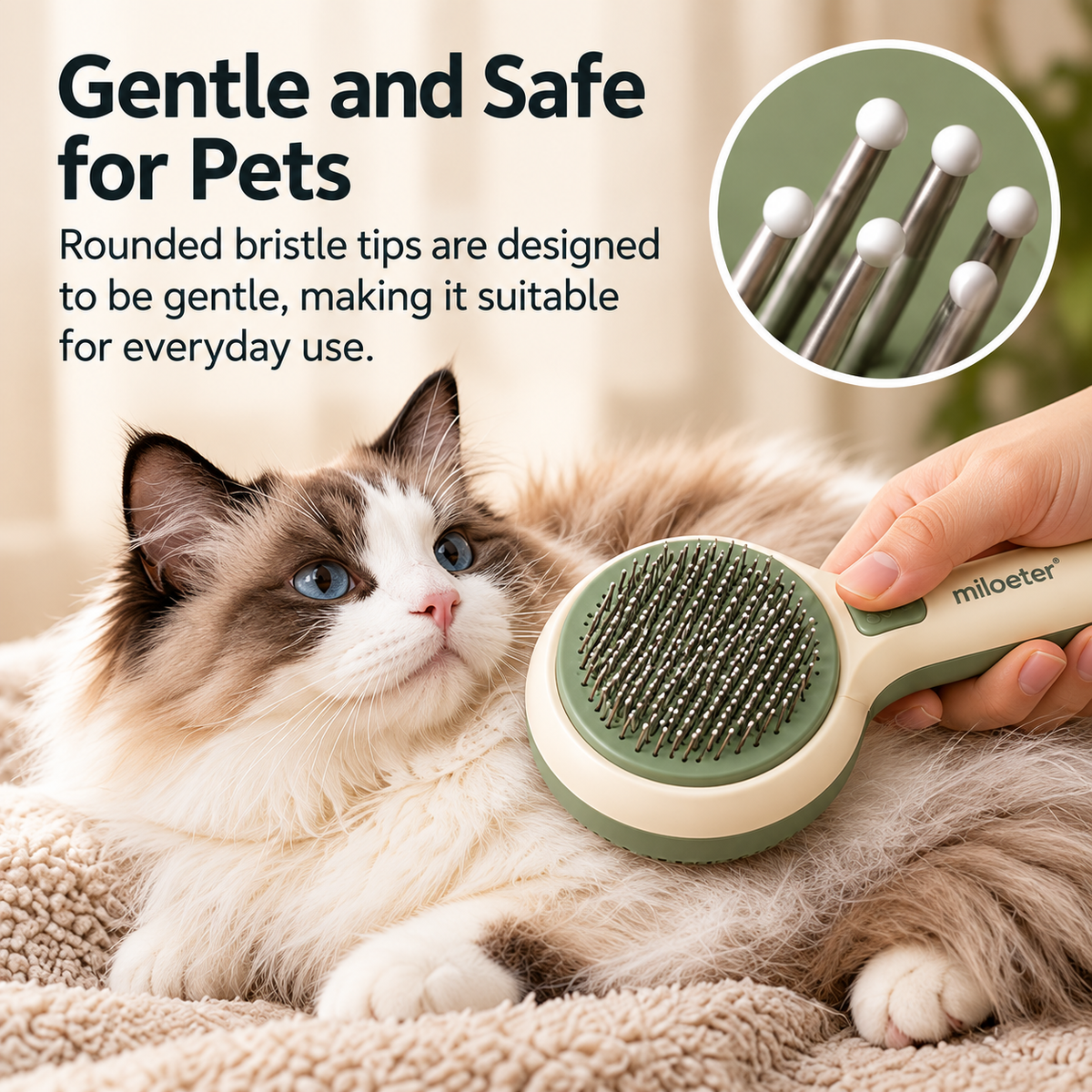 miloeter® Self-Cleaning Pet Grooming Brush for Dogs & Cats