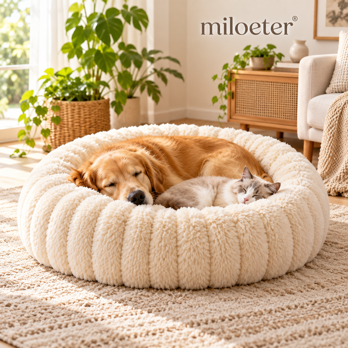 miloeter® Oversized Plush Donut Pet Bed for Dogs & Cats