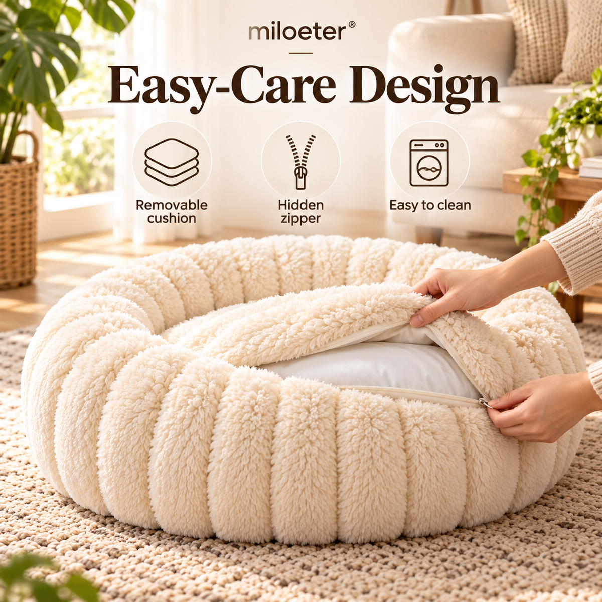 miloeter® Oversized Plush Donut Pet Bed for Dogs & Cats