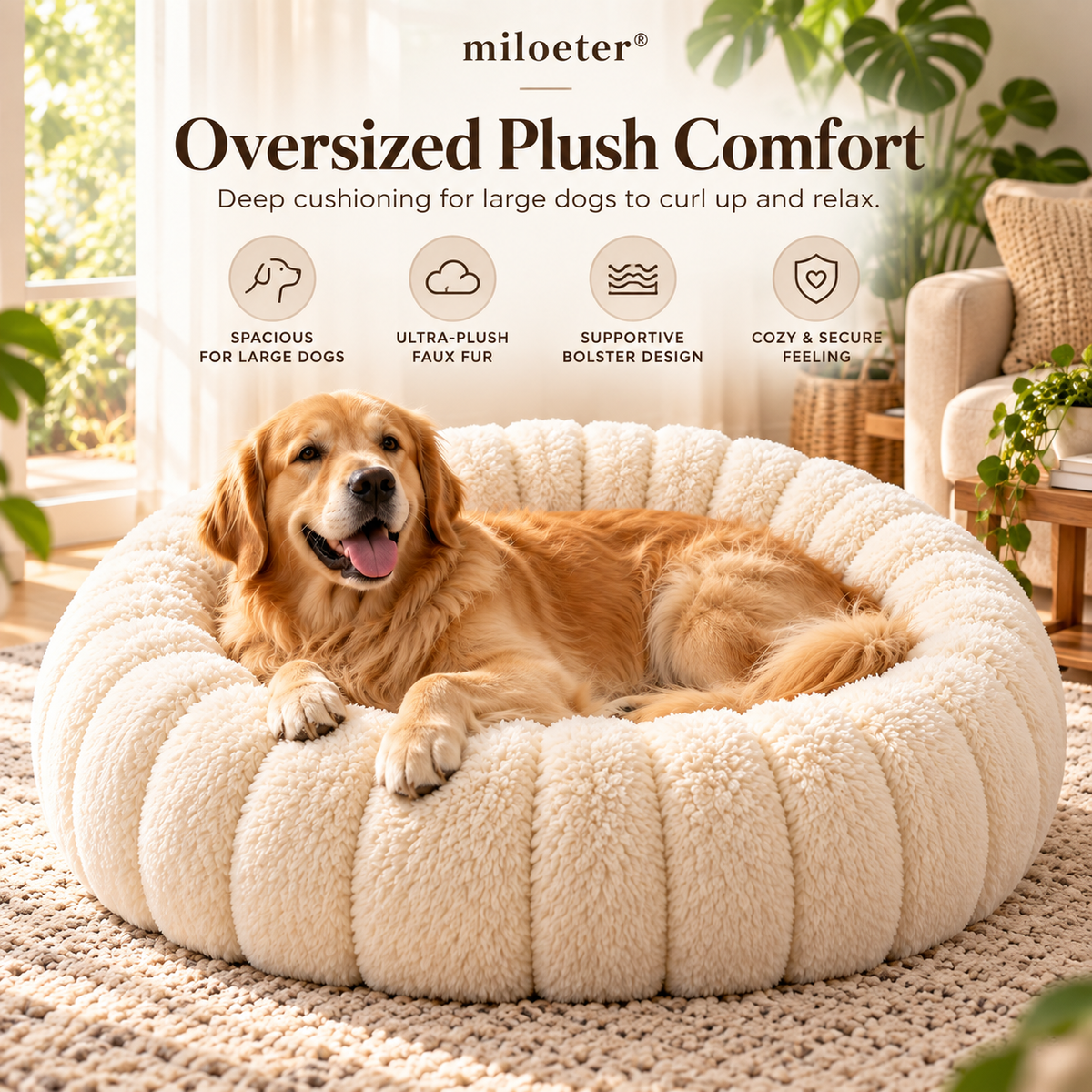 miloeter® Oversized Plush Donut Pet Bed for Dogs & Cats