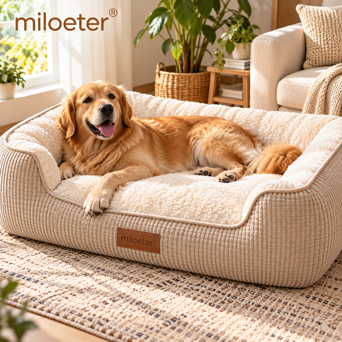 miloeter® Premium Sherpa Bolster Pet Bed for Dogs & Cats