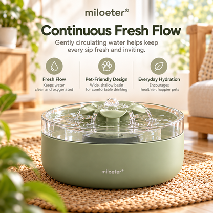 miloeter® 2.5L Flower Flow Pet Water Fountain for Cats & Dogs