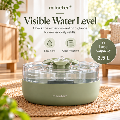 miloeter® 2.5L Flower Flow Pet Water Fountain for Cats & Dogs