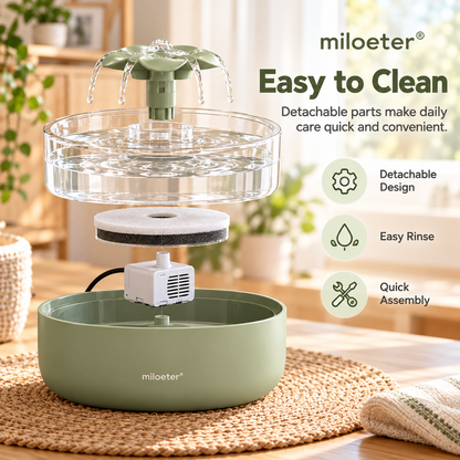 miloeter® 2.5L Flower Flow Pet Water Fountain for Cats & Dogs