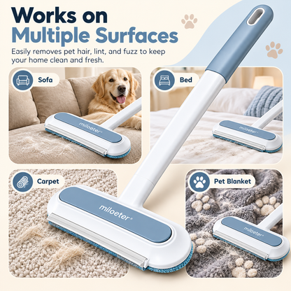 miloeter® Extended Handle Pet Hair Remover for Sofas, Beds & Carpets