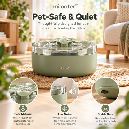 miloeter® 2.5L Flower Flow Pet Water Fountain for Cats & Dogs