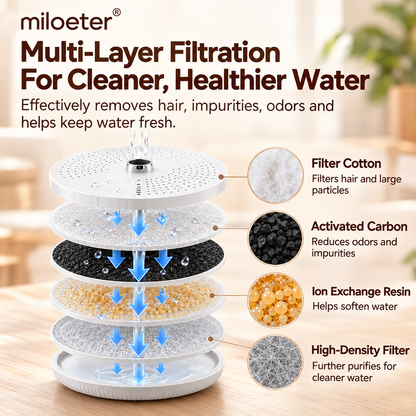 miloeter® 2.5L Automatic Pet Water Fountain for Cats & Dogs