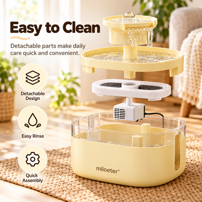 miloeter® 2.5L Automatic Pet Water Fountain for Cats & Dogs