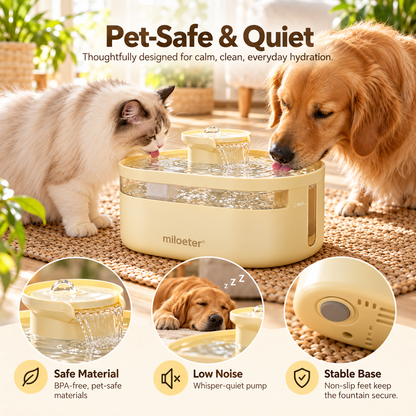 miloeter® 2.5L Automatic Pet Water Fountain for Cats & Dogs