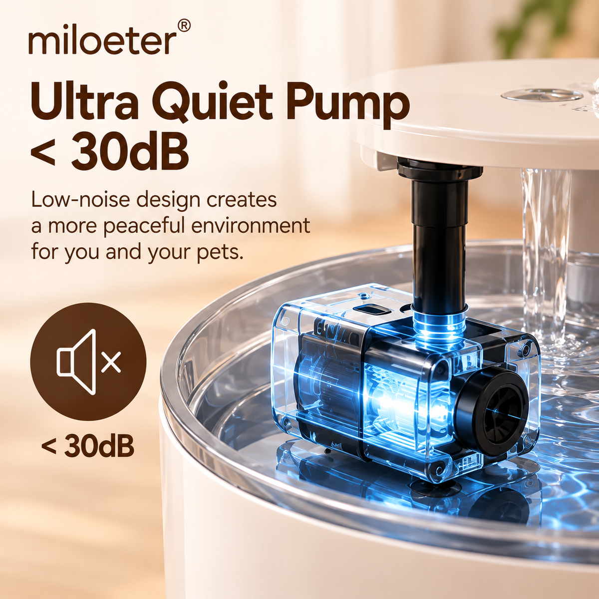 miloeter® 2.5L Automatic Pet Water Fountain for Cats & Dogs