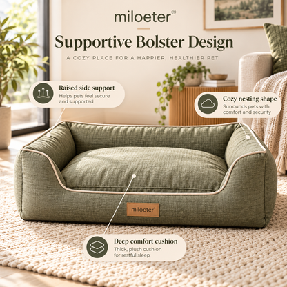 miloeter® Supportive Bolster Pet Bed for Dogs & Cats