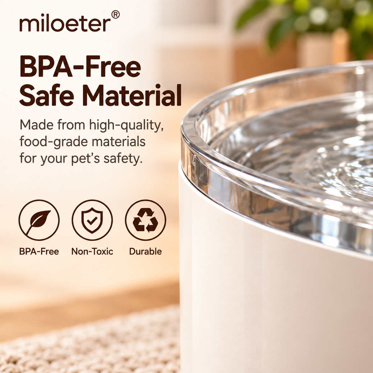 miloeter® 2.5L Automatic Pet Water Fountain for Cats & Dogs