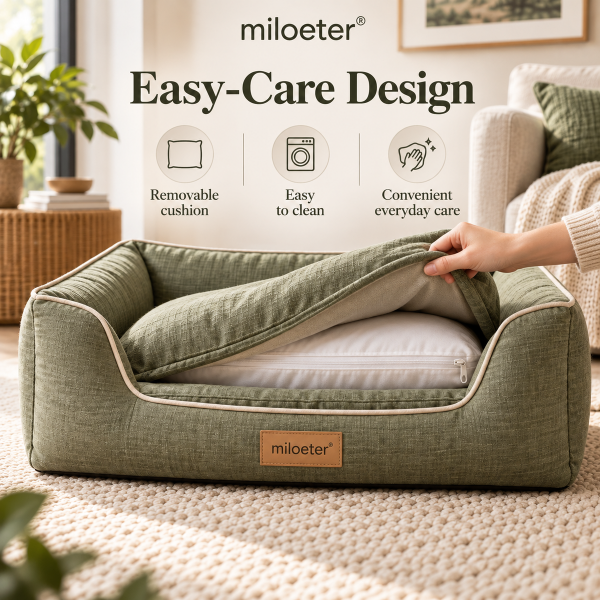 miloeter® Supportive Bolster Pet Bed for Dogs & Cats