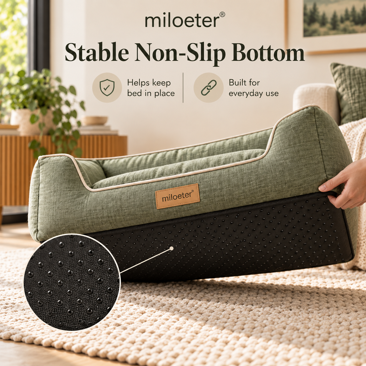 miloeter® Supportive Bolster Pet Bed for Dogs & Cats